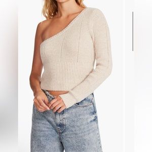 NWT Steven Madden Courtney One-Shoulder Rib Stitch Sweater